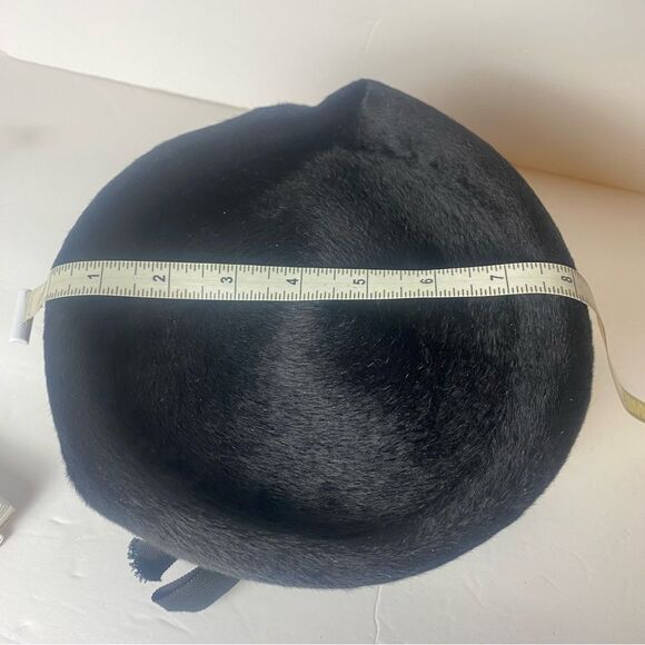Vintage Christine Original Brigitte Body Made in Italy Black Pillbox Style Hat - Picture 13 of 16